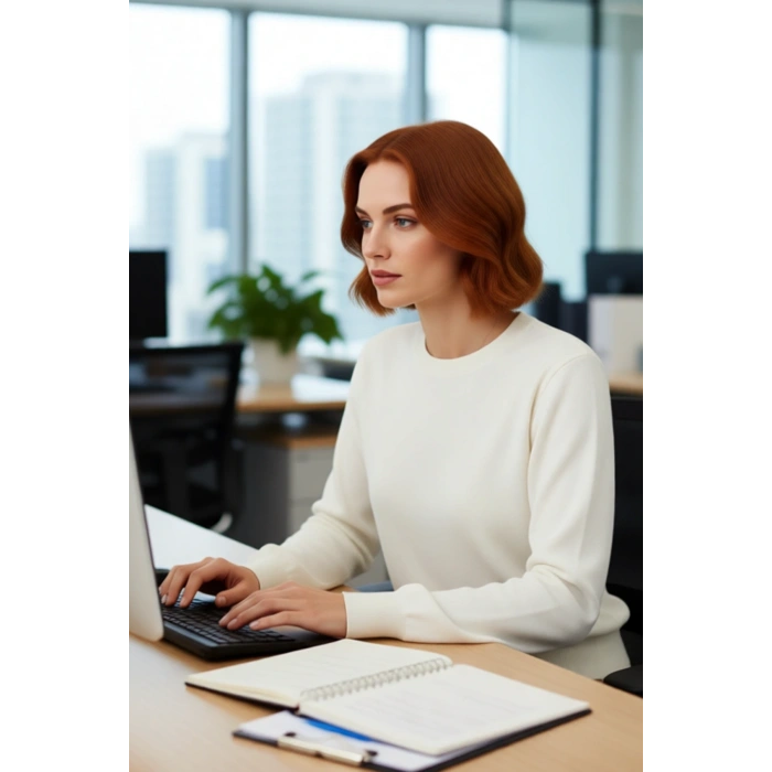 Kadın Düz Bisiklet Yaka Ekru Triko Kazak Regular Kalıbı ile Kışa Özel Şık ve Konforlu Kaliteli