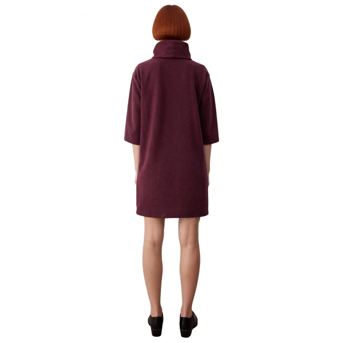 Kadın Düz Desen Balıkçı Yaka Örme Elbise Shift Kalıp Düşük Truvakar Kol Kış Sezonu İçin İdeal Mini