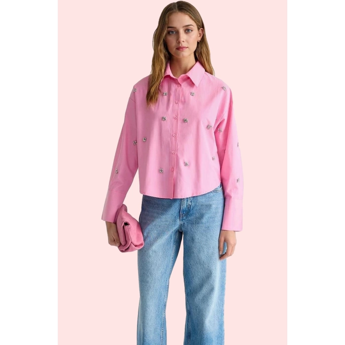 Kadın Düz Desen Basic Gömlek Uzun Kollu Terrycotton Kumaş Yaz Günlük Kullanım Modern Tasarım