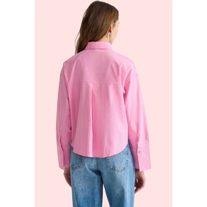 Kadın Düz Desen Basic Gömlek Uzun Kollu Terrycotton Kumaş Yaz Günlük Kullanım Modern Tasarım