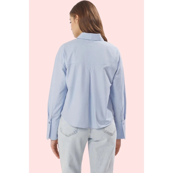 Kadın Düz Desen Basic Gömlek Uzun Kollu Terrycotton Kumaş Yaz Günlük Kullanım Modern Tasarım