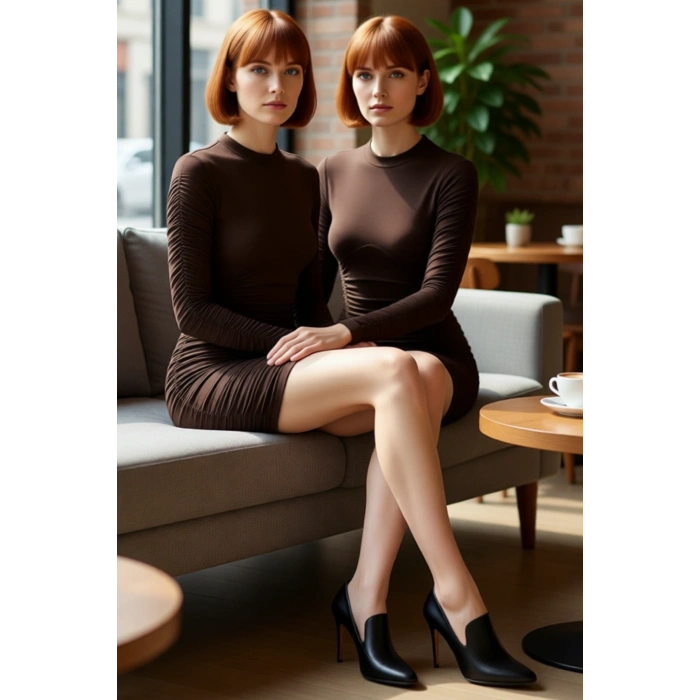 Kadın Düz Desen Bisiklet Yaka Uzun Kollu Bodycon Mini Elbise Özel Günler İçin Şık Bir Tercih.