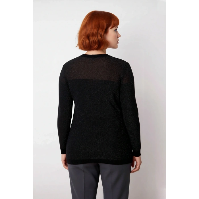 Kadın Düz Desen Fitted Kalıp Uzun Kol Bisiklet Yaka İnce Triko Kazak Günlük Kombinlerinize Şıklık