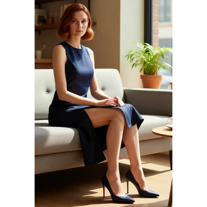 Kadın Düz Desen Kolsuz Bodycon Midi Denim Elbise Yırtmaçlı Bisiklet Yaka Şık ve Rahat Kombinler