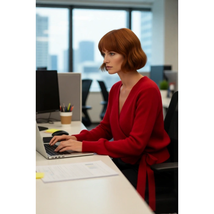 Kadın Düz Desen Kruvaze Triko Kazak Regular Kalıp Standart Kol Kış Sezonu İçin İdeal Günlük Şıklık