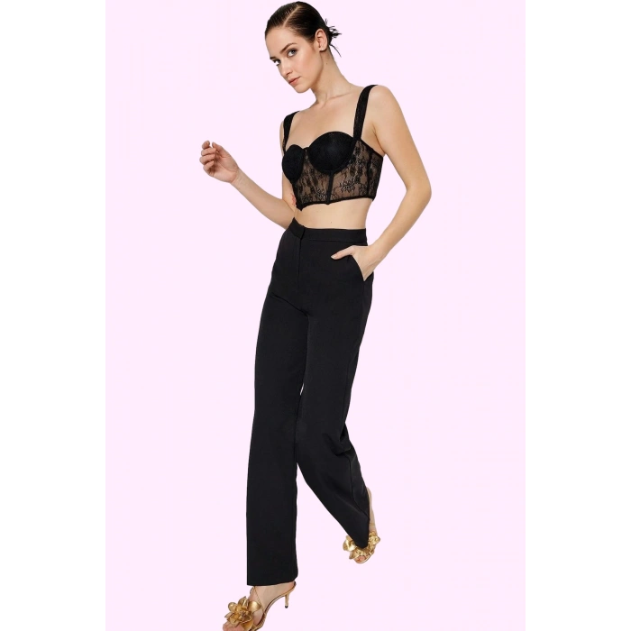 Kadın Düz Desen Normal Bel Wide Leg Pantolon Kış Sezonu Günlük Kullanım Yaz Aylarının Vazgeçilmezi