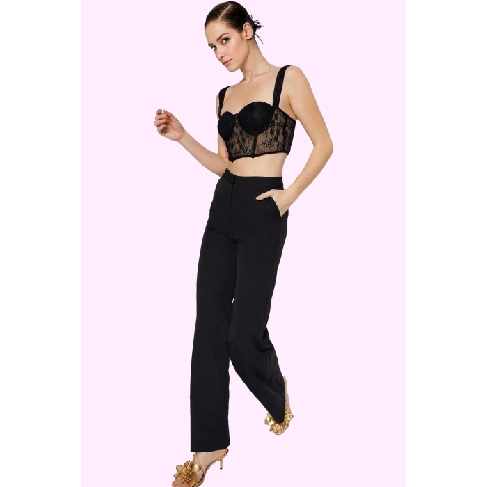Kadın Düz Desen Normal Bel Wide Leg Pantolon Kış Sezonu Günlük Kullanım Yaz Aylarının Vazgeçilmezi