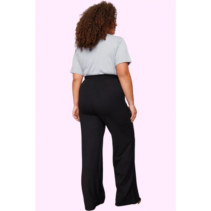 Kadın Düz Desen Regular Geniş Paça Pantolon Yüksek Bel Rahat Günlük Stil Dayanıklı Malzeme