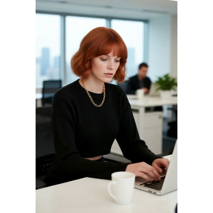 Kadın Düz Desen Regular Kalıp Triko Super Crop Bisiklet Yaka Uzun Kol Kazak Casual Tarz Kaliteli