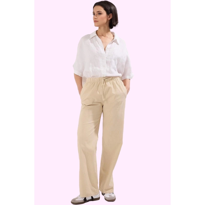 Kadın Düz Desen Wide Leg Pantolon Yüksek Bel Rahat Günlük Stil Hafta Sonu Kaliteli Malzeme