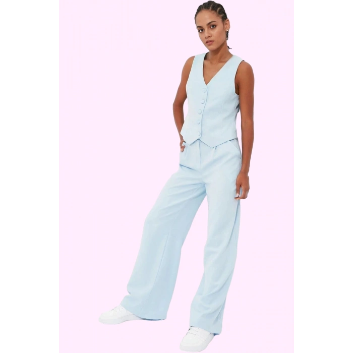Kadın Düz Desenli Geniş Paça Pantolon Yüksek Bel Wide Leg Kesim Günlük Ve İş Modern Tasarım