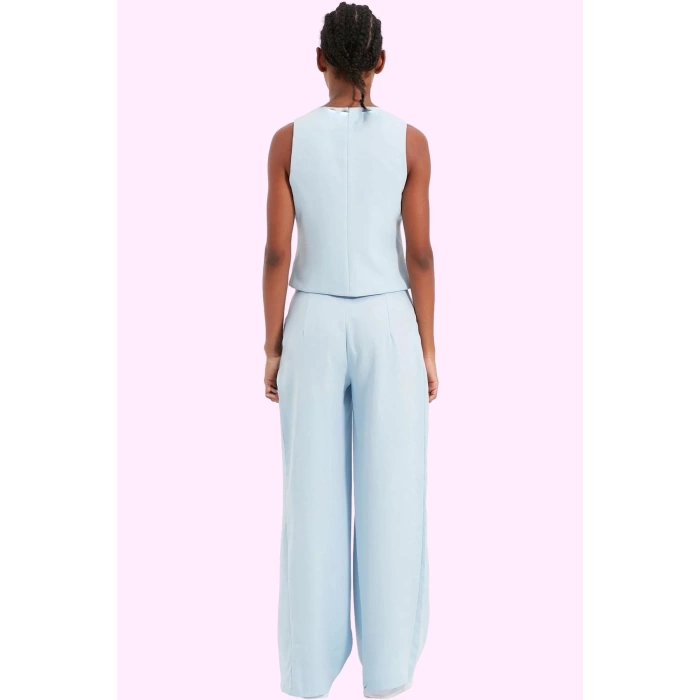 Kadın Düz Desenli Geniş Paça Pantolon Yüksek Bel Wide Leg Kesim Günlük Ve İş Modern Tasarım
