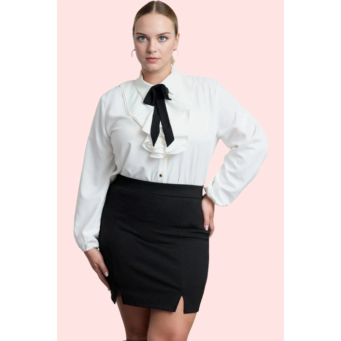 Kadın Düz Desenli Polyester Gömlek İş Ve Günlük Kombinler İçin Hafta Sonu Kaliteli Malzeme