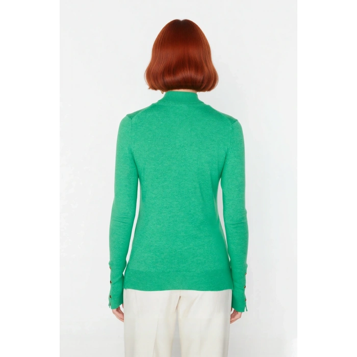 Kadın Ekru İnce Balıkçı Yaka Fitted Kalıp Triko Kazak İlkbahar Sonbahar Günlük Şıklığı Kaliteli