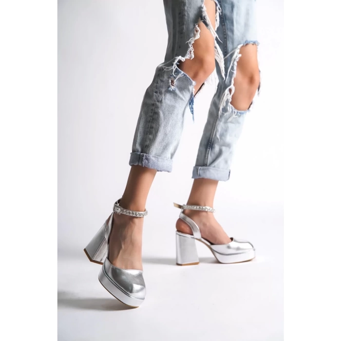 Kadın Elegant Ayakkabı Alçak Platform Kalın Topuklu Ayakkabı Özel Tasarım Abiye Ayakkabı