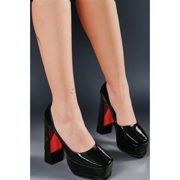 Kadın Elegant Ayakkabı Bebe Mavi Kalın Topuklu Ayakkabı Stiletto Özel Tasarım Abiye Ayakkabı