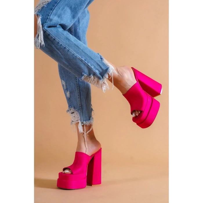 Kadın Elegant Ayakkabı Çift Platform Terlik Özel Tasarım Abiye Ayakkabı