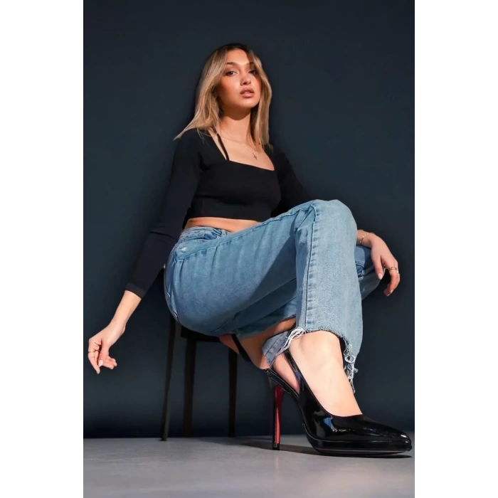 Kadın Elegant Ayakkabı Sivri Burun Topuklu Ayakkabı Özel Tasarım Abiye Ayakkabı