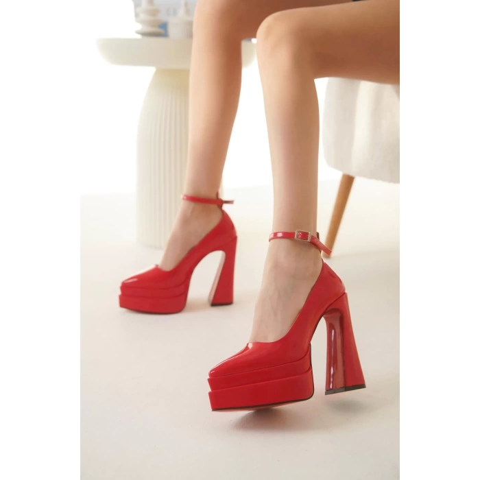 Kadın Elegant Ayakkabı Siyah Çift Platform Ayakkabı Özel Tasarım Abiye Ayakkabı