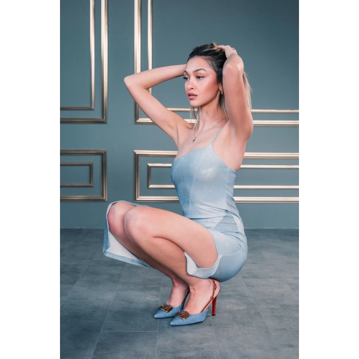 Kadın Elegant Ayakkabı V Toka Detay İnce Topuklu Ayakkabı Özel Tasarım Abiye Ayakkabı