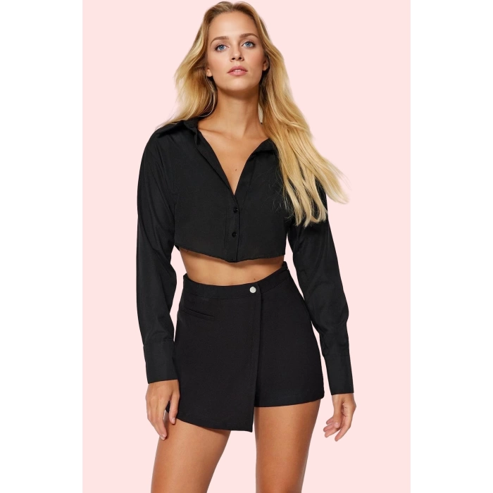 Kadın Finike Dokuma Şort Etek Geniş Paça Normal Bel Polyester Elastan Günlük Modern Tasarım