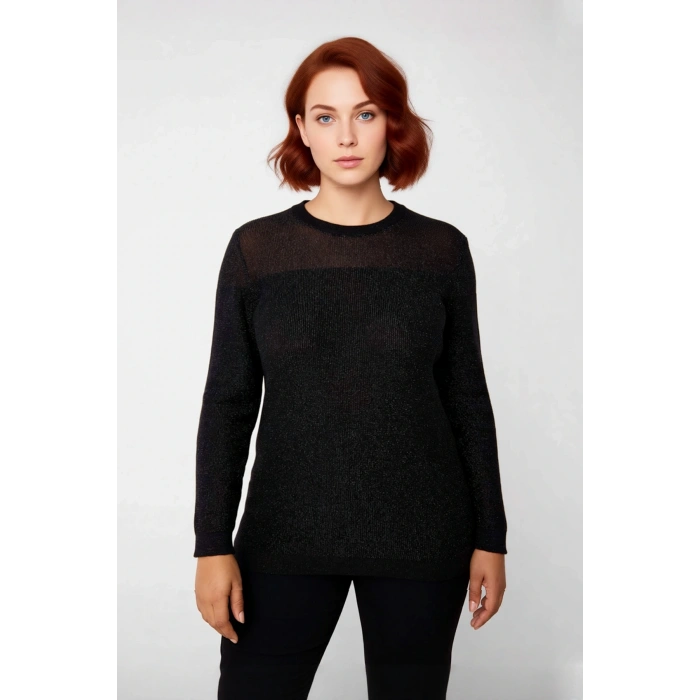 Kadın Fitilli Dokuma Fitted Kalıp Uzun Kol Bisiklet Yaka İnce Triko Kazak Modern Şıklık Sunar