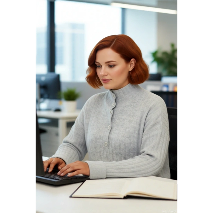 Kadın Fitilli Dokuma Triko Kazak Relaxed Kalıp Dik Yaka Düğmeli Detay Kış Konforu Şıklığı Kaliteli