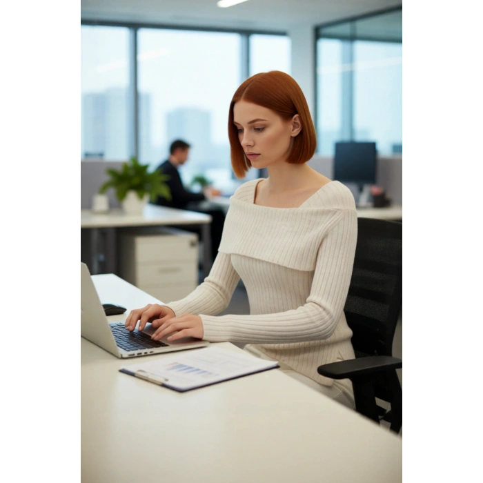 Kadın Fitted Asimetrik Etek Ucu Carmen Yaka Uzun Kollu Triko Kazak Bahar Şıklığı Sunar Kaliteli