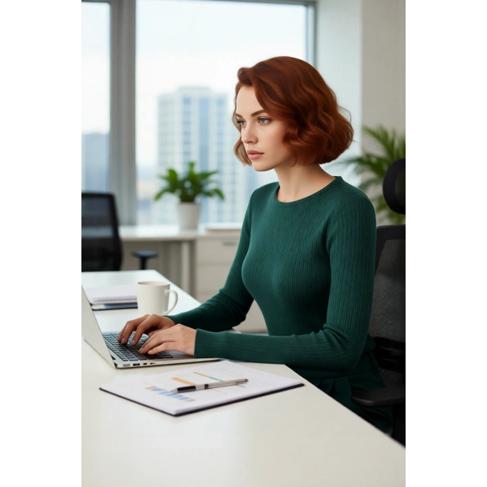 Kadın Fitted Bisiklet Yaka İnce Triko Kazak İlkbahar Sonbahar Günlük Modern ve Şık Kombinler İçin