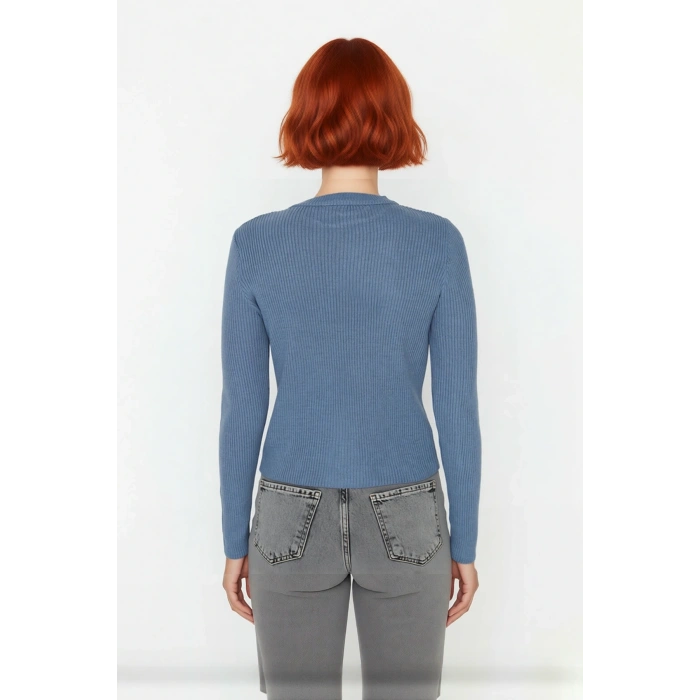 Kadın Fitted Bisiklet Yaka Triko Kazak Uzun Kollu Düz Desen Akrilik Ramadan Koleksiyonu Kaliteli