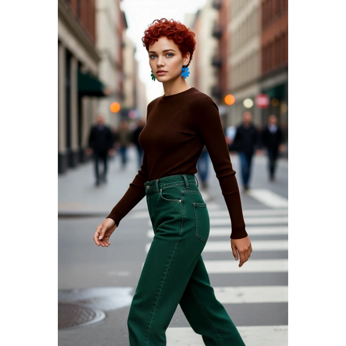 Kadın Fitted Bisiklet Yaka Triko Kazak Uzun Kollu Düz Desen Akrilik Ramadan Koleksiyonu Kaliteli