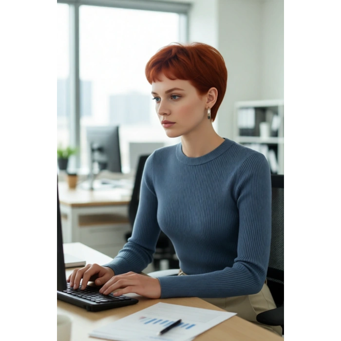 Kadın Fitted Bisiklet Yaka Triko Kazak Uzun Kollu Düz Desen Akrilik Ramadan Koleksiyonu Kaliteli