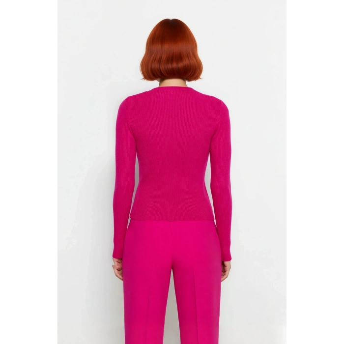 Kadın Fitted Bisiklet Yaka Uzun Kollu Triko Kazak Basic Düz Desen Akrilik Materyal Kış Konforu