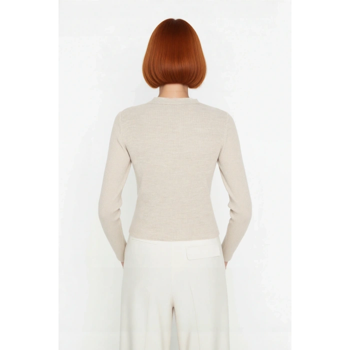 Kadın Fitted Bisiklet Yaka Uzun Kollu Triko Kazak Basic Düz Desen Akrilik Materyal Kış Konforu