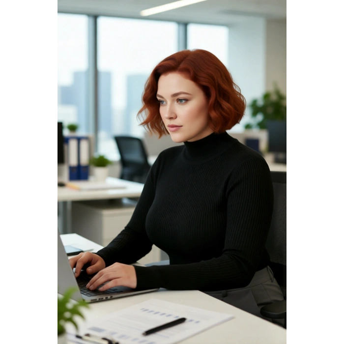 Kadın Fitted Dik Yaka Uzun Kollu Fitilli İnce Akrilik Triko Kazak Günlük Şıklık Sunar Modern Basic