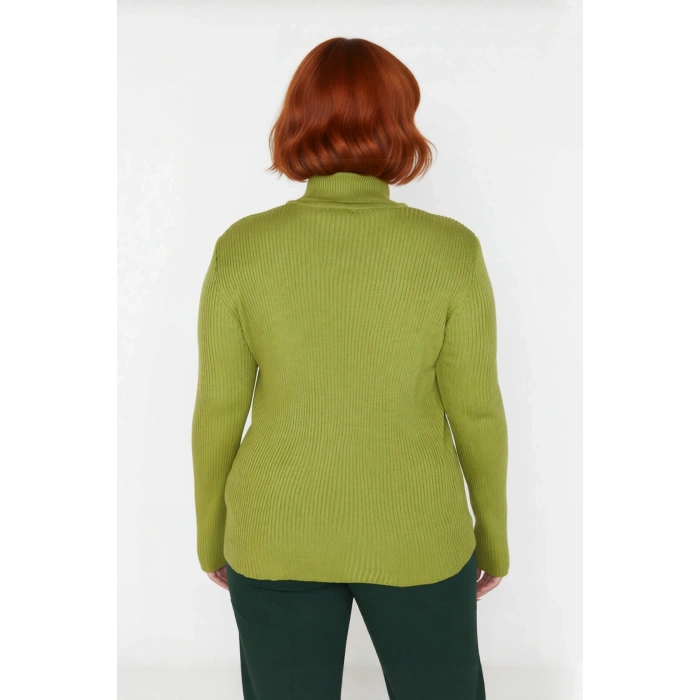 Kadın Fitted Dik Yaka Uzun Kollu Fitilli İnce Akrilik Triko Kazak Günlük Şıklık Sunar Modern Basic