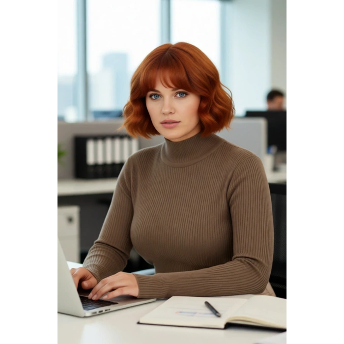 Kadın Fitted Dik Yaka Uzun Kollu Fitilli İnce Akrilik Triko Kazak Günlük Şıklık Sunar Modern Basic