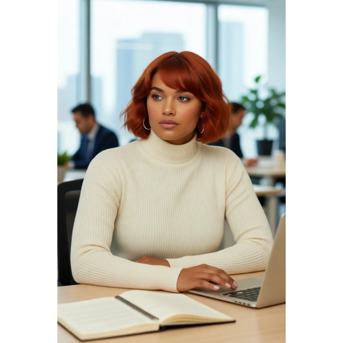 Kadın Fitted Dik Yaka Uzun Kollu Fitilli İnce Akrilik Triko Kazak Günlük Şıklık Sunar Modern Basic