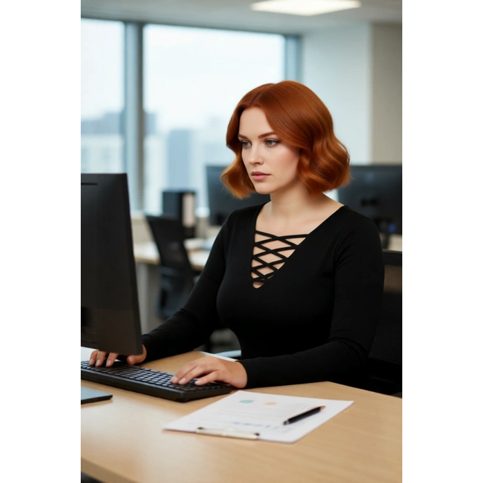 Kadın Fitted Kesim Britli V Yaka Uzun Kollu Triko Bluz Soğuk Havalar İçin Şık Ve Modern Seçim