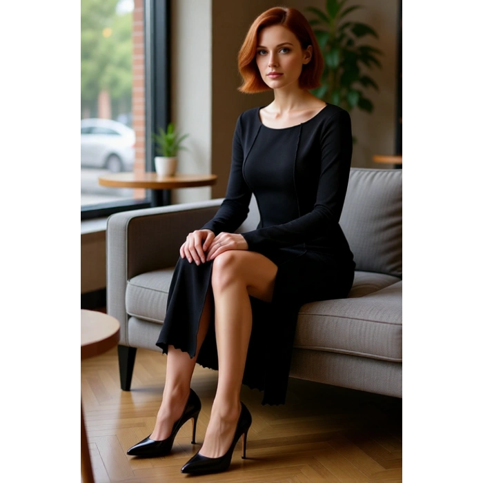 Kadın Fitted Midi Elbise Kayık Yaka Uzun Kollu Yırtmaçlı Örme Kumaşıyla Şık Ve Rahat Bir Stil Sunar