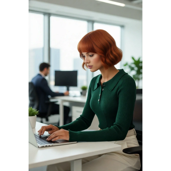 Kadın Fitted Polo Yaka Triko Kazak Akrilik Materyal Uzun Kollu Basic Şık Günlük Kombinler İçin