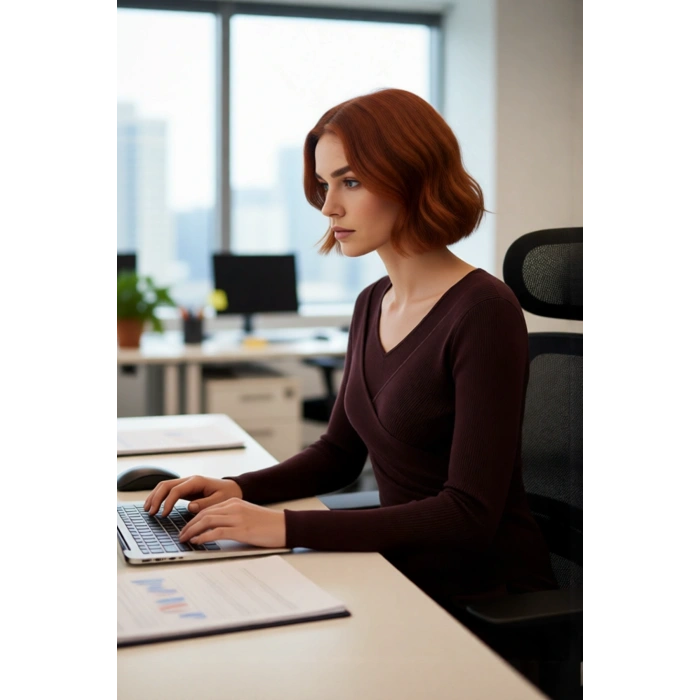 Kadın Fitted V Yaka Drape Detaylı Triko Kazak İlkbahar Sonbahar Günlük Şıklık İçin İdeal Seçim