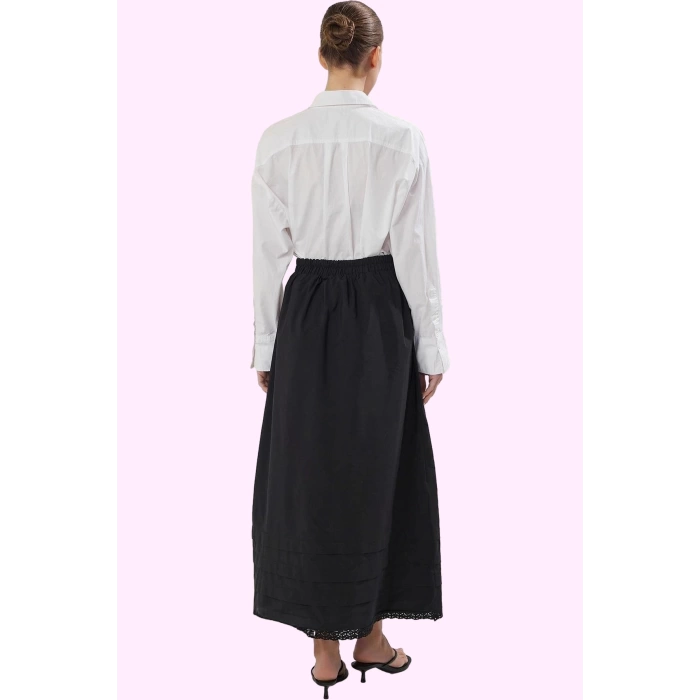 Kadın Gabardin Maxi Etek Dantel Detay Casual Günlük Kombinler Hafta Sonu Dayanıklı Malzeme
