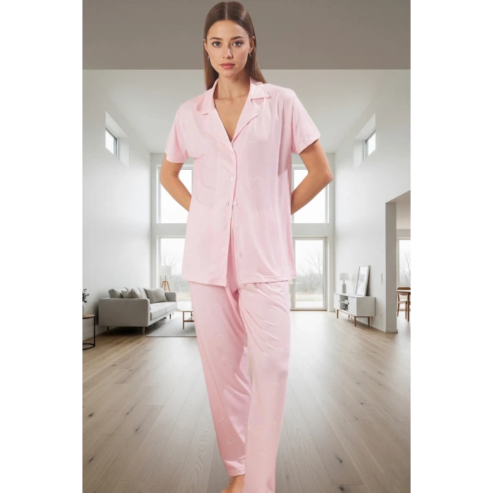 Kadın Galaksi Desenli Pijama Takımı Regular Kalıp Rahat Ev Giyim Ve Şık