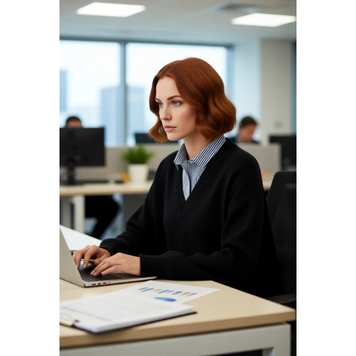 Kadın Geniş Kalıp Akrilik Triko Kazak Düşük Kollu Modern Ofis ve Günlük Kombinler İçin Kaliteli