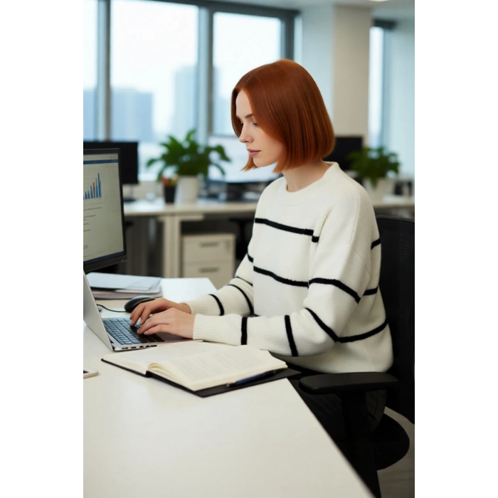 Kadın Geniş Kalıp Çizgili Kışlık Triko Kazak Rahat Bisiklet Yaka Düşük Kollu Konforlu Tasarım