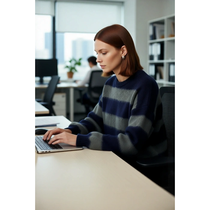 Kadın Geniş Kalıp Çizgili Triko Kazak Rahat Bisiklet Yaka Tasarımı Kış Günleri İçin Konforlu Seçim