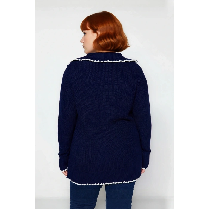 Kadın Geniş Kalıp Fermuarlı Dik Yaka Düşük Kol Akrilik Selanik Triko Kazak Günlük Şıklığınızı