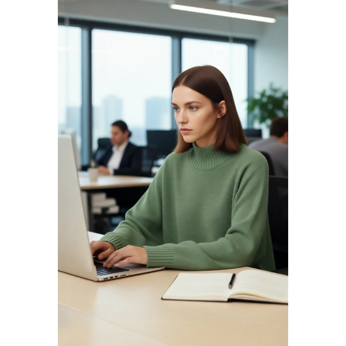 Kadın Geniş Kalıp Uzun İspanyol Kol Dik Yaka Triko Kazak Kış Kombinlerinin Vazgeçilmezi Kaliteli