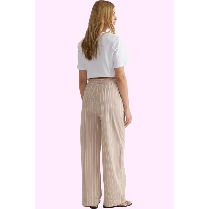 Kadın Geniş Paça Çizgili Pijama Pantolon Rahat Kalıp Regular Boy Yaz Aylarının Vazgeçilmezi
